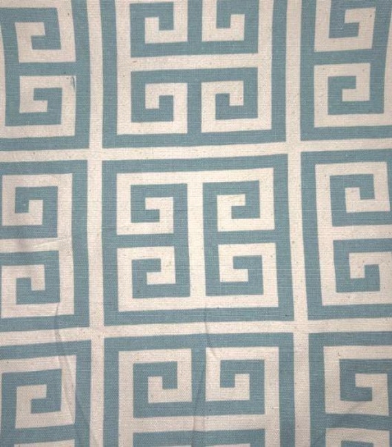 Fabric By the Yard Teal Aqua Cyan Baby Blue Mediterranean Greek Print