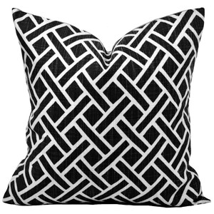 Outdoor Pillows Indoor Custom Cover size include 16x16, 18x18 Shades of Black and White Modern Geometric Block Print Quatrefoil Tribal image 4