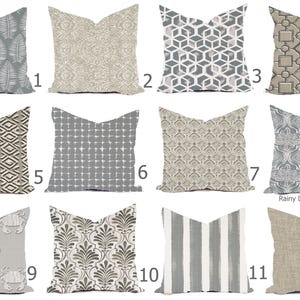 Outdoor Pillows or Indoor  Custom Cover - Gray Sand Tan Beige White Contemporary Modern Geometric Coastal 18x18, 16x16