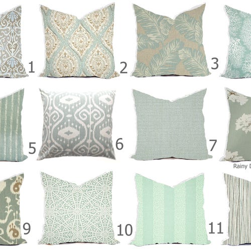 Pillows Custom Cover Spa Blue Mineral Mist Taupe Ivory Cream Etsy