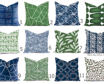 Kissenbezüge Individuell - Blau Italienisch Denim Pine Grün Kelly Weiß Leinen Look Ikat Tribal Modern - Alle Größen 16x16 18x18 Throw Accent