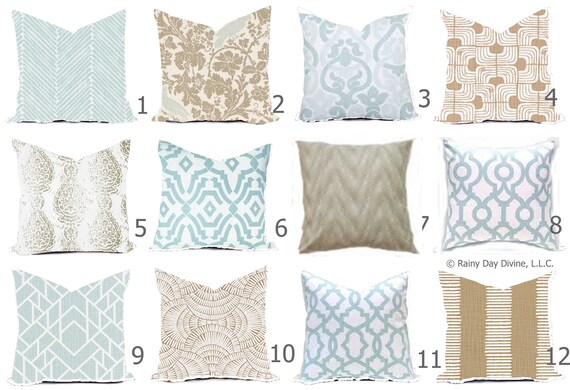 Pillows Cover Custom Robin Egg Blue Spa Taupe Ecru Tan Brown All Sizes 18x18 16x16 Throw Accent Toss Modern Abstract Print Etsy Canada