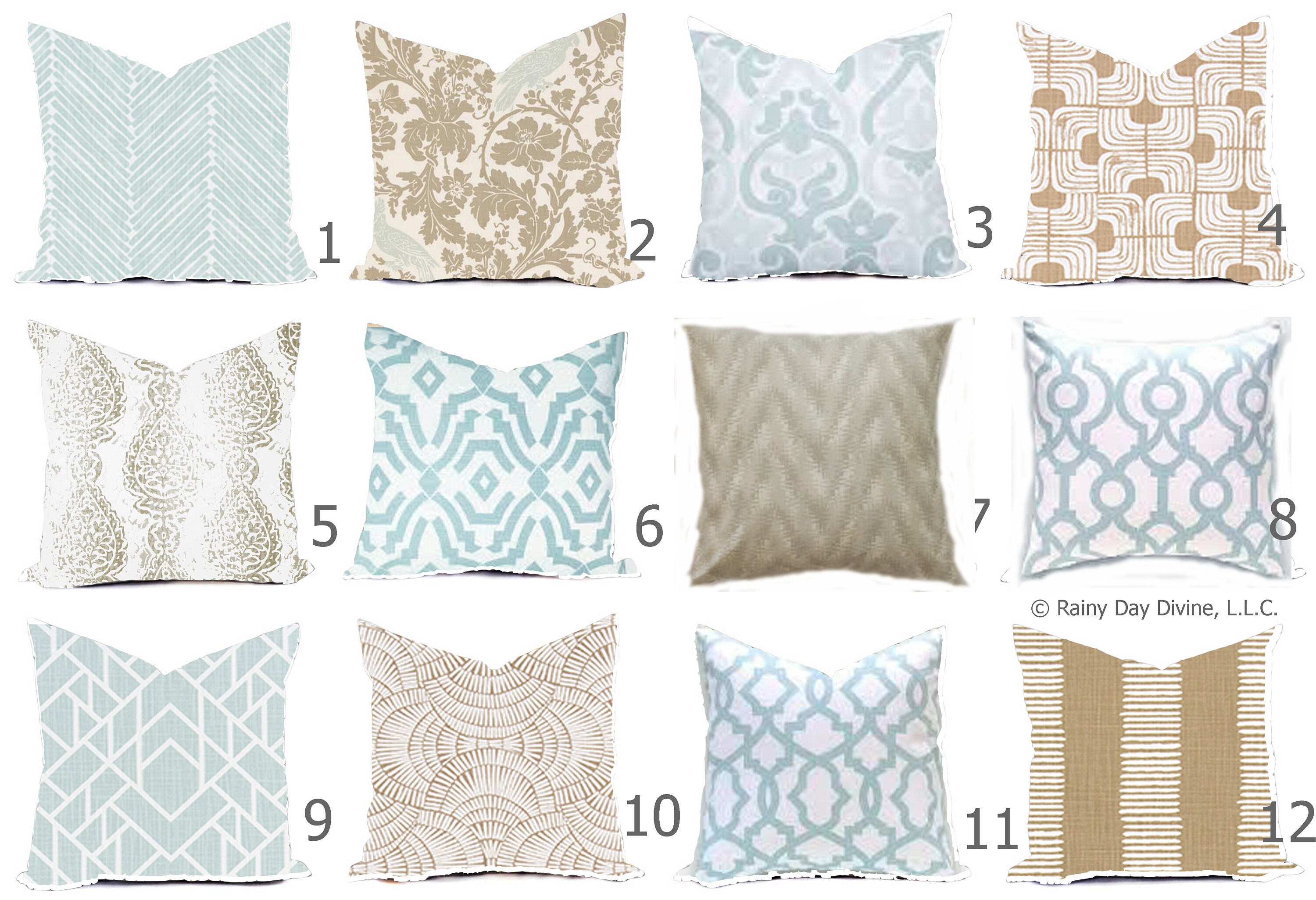 TAN Pillows, GRAY Pillow COVERS, Tan Throw Pillow Cover for 20x20 Pillow, 18x18  Pillow, 16x16 Pillow, All Sizes 