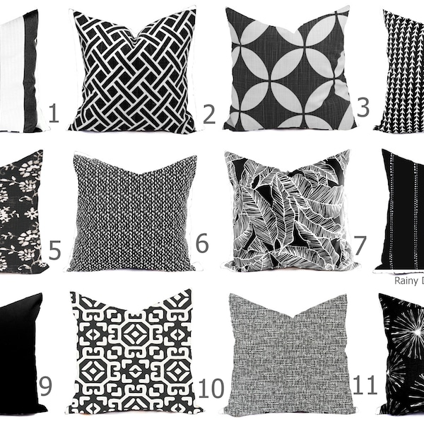Outdoor Pillows Indoor Custom Cover size include 16x16, 18x18 - Shades of Black and White Modern Geometric Block Print Quatrefoil Tribal