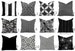 Outdoor Pillows Indoor Custom Cover size include 16x16, 18x18 - Shades of Black and White Modern Geometric Block Print Quatrefoil Tribal 