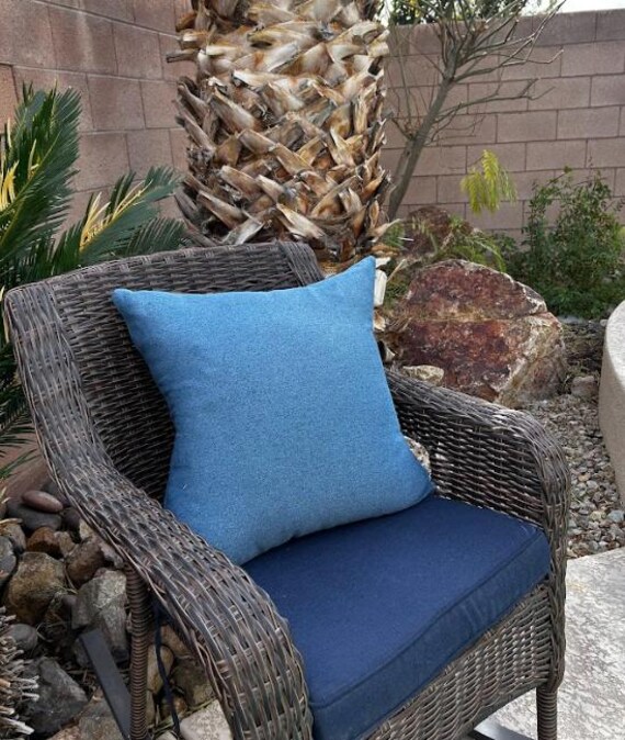 Pillow Cover Pigeon Stone Blue Jean Prussian, 20x20 inches, Outdoor and Indoor