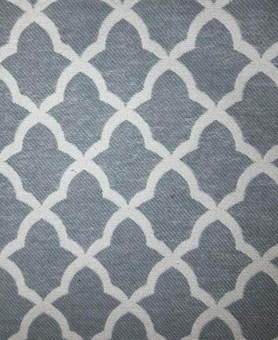 Fabric By the Yard Gray Blue Teal Slate Quatrefoil