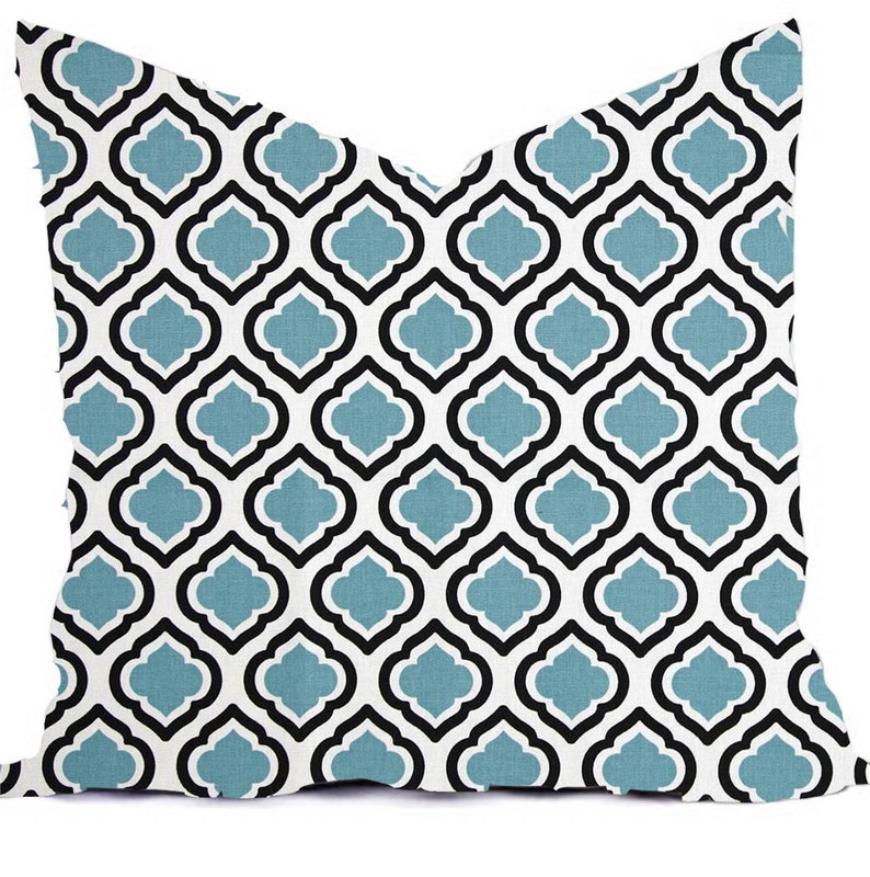 Pillows Cover Custom Blue Powder Baby Ice White All sizes 18x18, 16x16 Throw Accent Toss Modern QuatrefoilPrint image 2