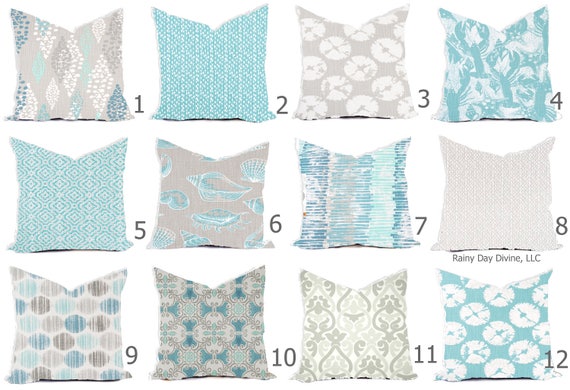 Pillow Covers Custom French Gray Aqua Turquoise Coastal White