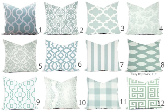 Pillow Custom Cover - Milky Blue Ice Powder Robin Egg Blue Coral Modern - 16x16, 18x18