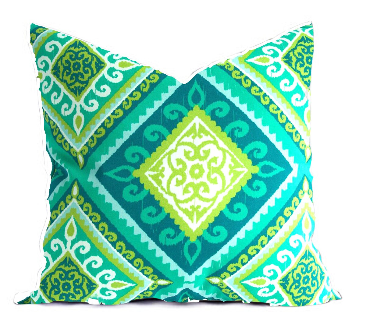 Pillow Cover Outdoor Indoor Aqua Turquoise Peacock Teal Tile Modern