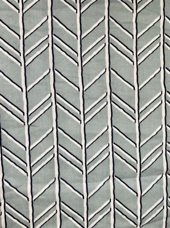Fabric By the Yard Light Blue Sky Ice Teal Stone Livid Herringbone/Chevron Print