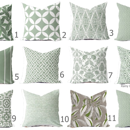 Outdoor or Indoor Pillows Custom Cover Green Sage Red Etsy