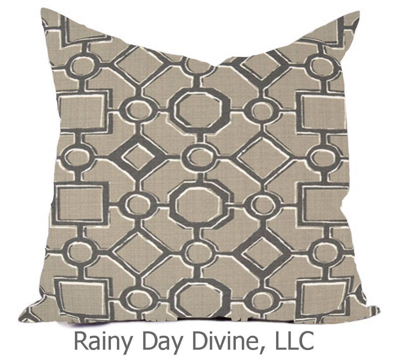 Outdoor Pillows or Indoor Custom Cover Gray Sand Tan Beige White Contemporary Modern Geometric Coastal 18x18, 16x16 image 8