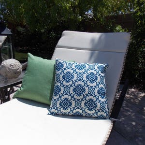 Outdoor Indoor Pillow Custom Cover Navy Blue Green Lime Ivory multiple pillows sizes 18 x 18, 16x16, 20x20 image 7