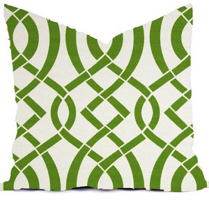 Outdoor Indoor Pillow Custom Cover Navy Blue Green Lime Ivory multiple pillows sizes 18 x 18, 16x16, 20x20 image 2