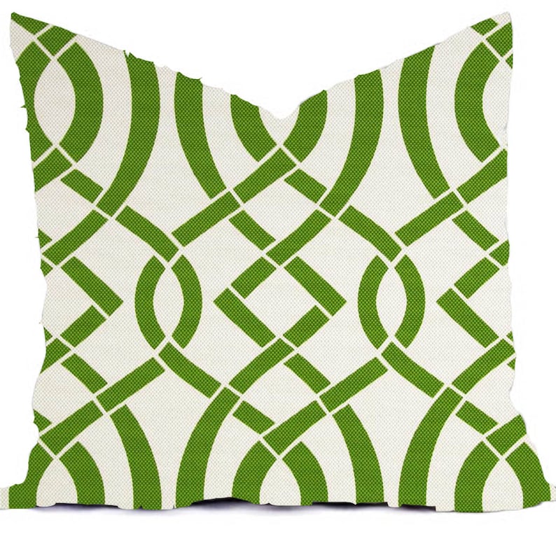 Outdoor Indoor Pillow Custom Cover Navy Blue Green Lime Ivory multiple pillows sizes 18 x 18, 16x16, 20x20 image 2