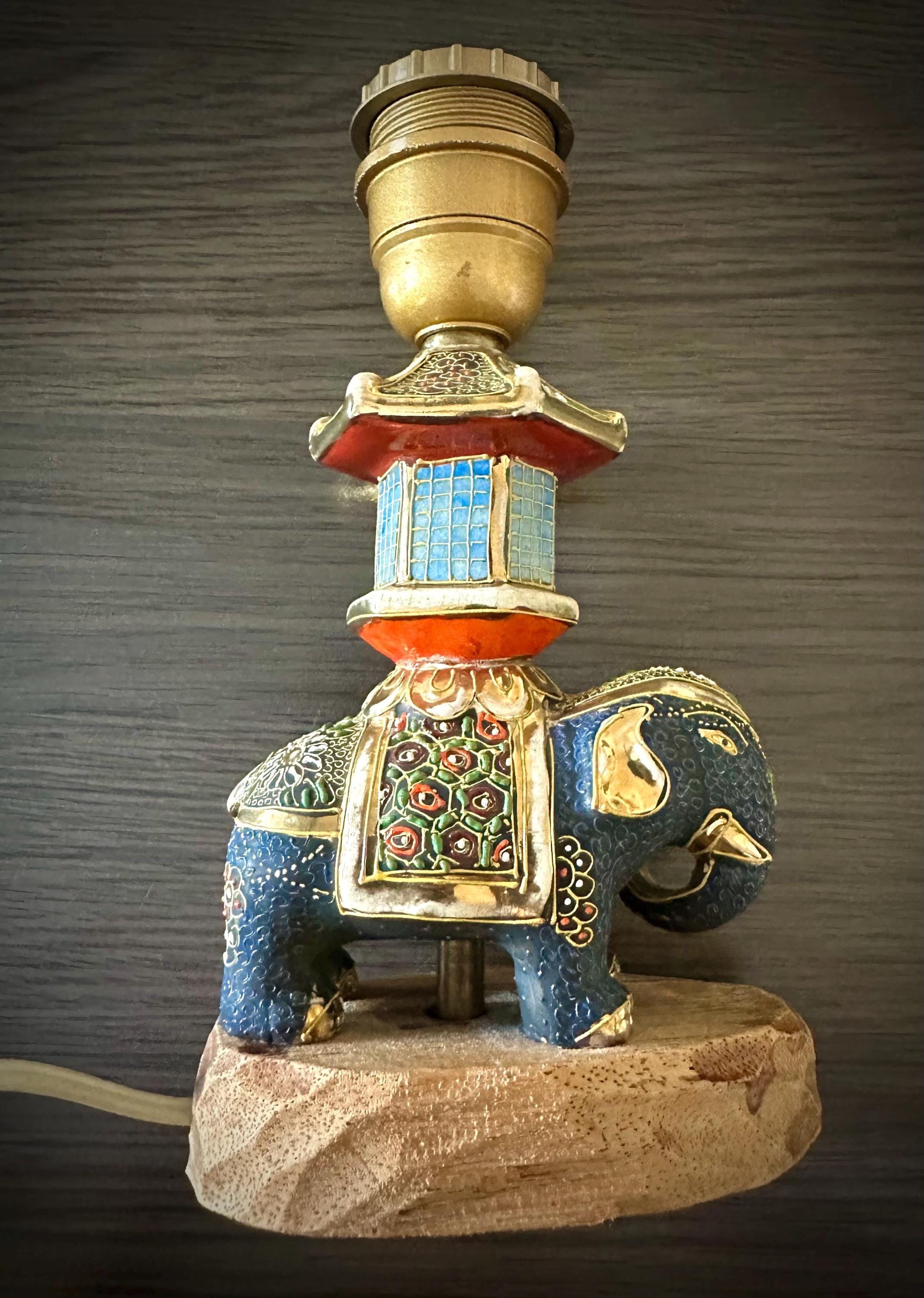 Lampe à Poser éléphant En Bois Massif - Sansi - Style Artisanal