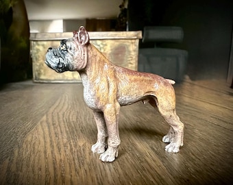 Viennese bronze Boxer dog bronze antique cold painted animal figurine Vienna Bronze Wiener bronze stamp K. circled