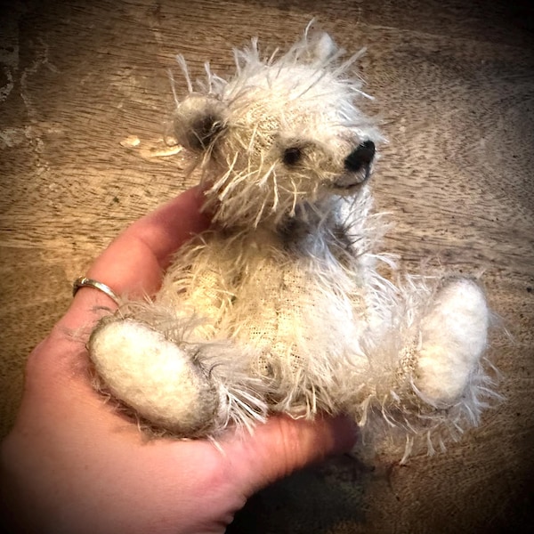 Art Teddy Bear cub bear teddybear handmade beige soft artist bear movable Mohair Art Bears doll