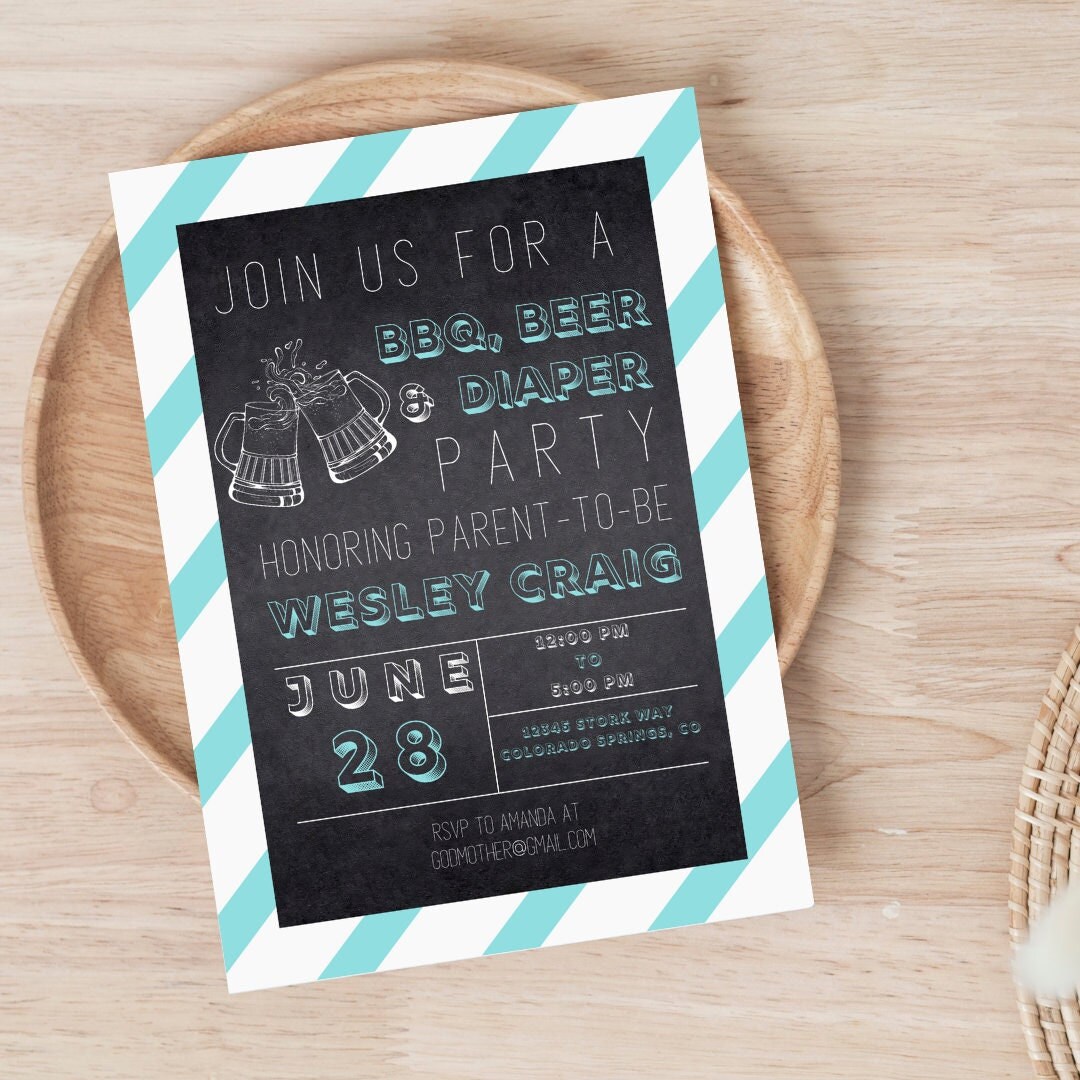 Printable BBQ Baby Shower Invitation, Canva Template, Editable Baby ...