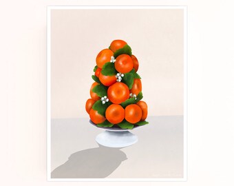 Tower of Oranges Digital 8x10 Art Print | Printable Art | Art Download | Food Art Print | Kitchen Wall Art | Fruit Art Print | Foodie Art