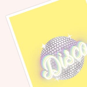 Disco Ball 5x7 Art Print Set Download Printable Art Yellow Art Print Disco Art Print Gallery Wall Art Yellow Disco Art Print Art image 3