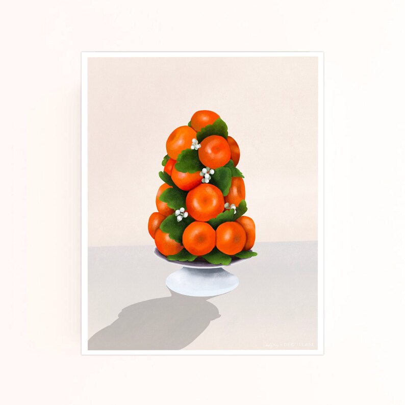 Tower of Oranges Digital 8x10 Art Print Printable Art Art Download Food Art Print Kitchen Wall Art Fruit Art Print Foodie Art image 1