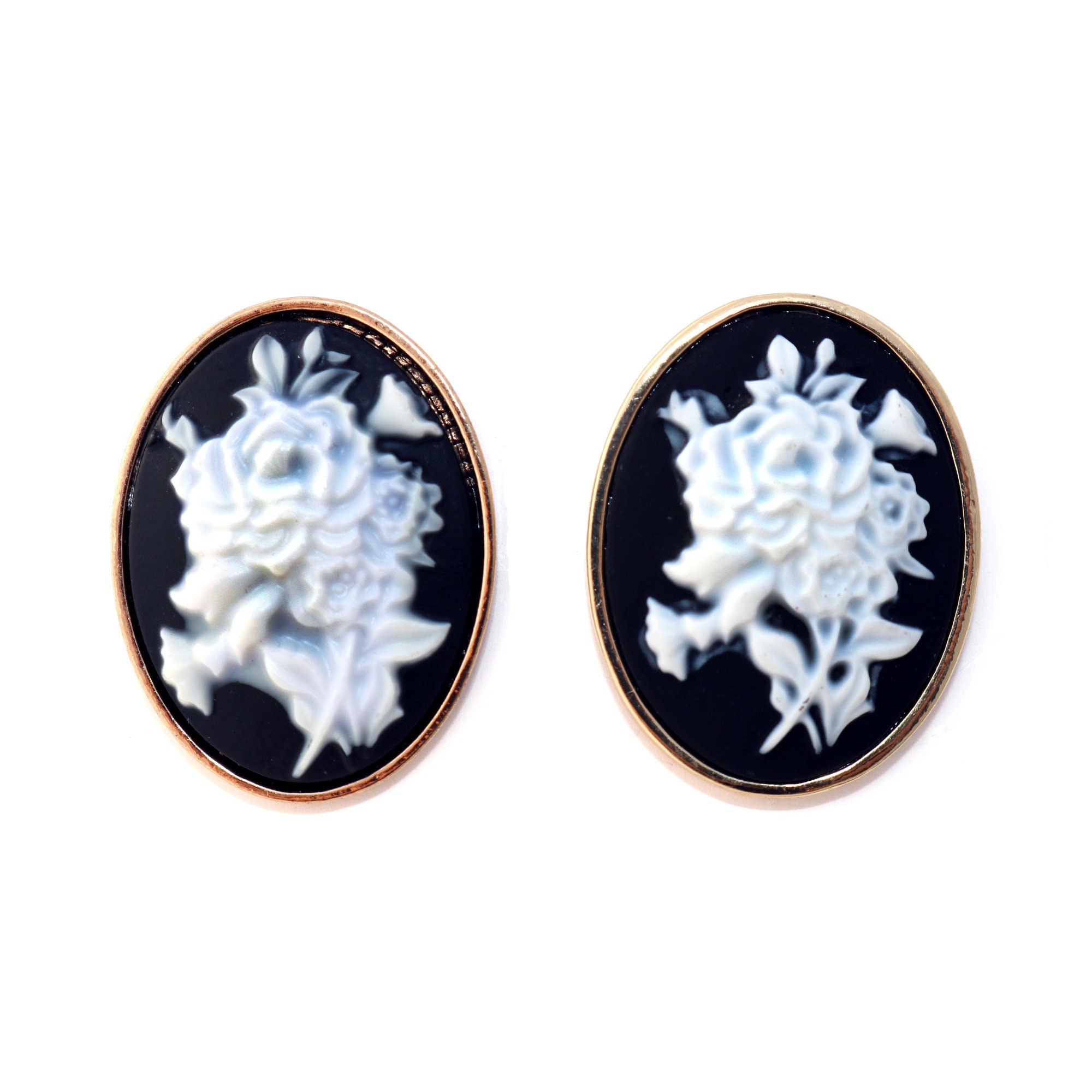 Napier | Jewelry | Napier Jewelry 3 Piece Black And Gold Cameo Set Earrings  And Pendant | Poshmark