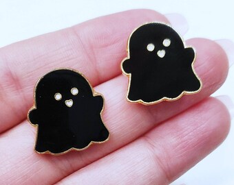 Cute Black Ghost Earrings | Cute Ghost Earrings | Black Gold Ghost Earrings | Halloween Earrings | Ghost Jewelry | Ghost Earrings | Ghosts