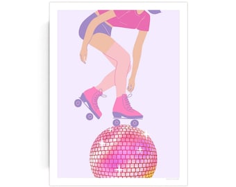 Roller Disco 18x24 Art Print Download | Printable Art | Roller Skate Art Print | Disco Art Print | Gallery Wall Art | Large Art Prints