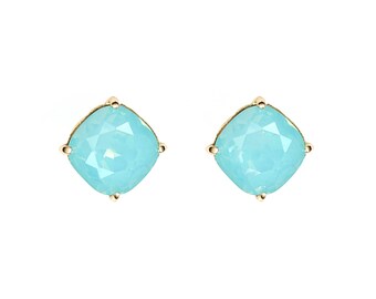 Large Turquoise Colored Rhinestone, Stud Earrings, Large Rhinestone Earrings, Turquoise Earrings, Bridal Earrings, Bridesmaid Gift, Blue