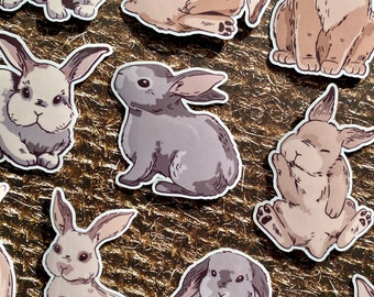 Pack of 10 Waterproof Vinyl Cute Rabbit Stickers, Easter Bunny Sticker Pack Decor, Journal Planner Laptop Stickers