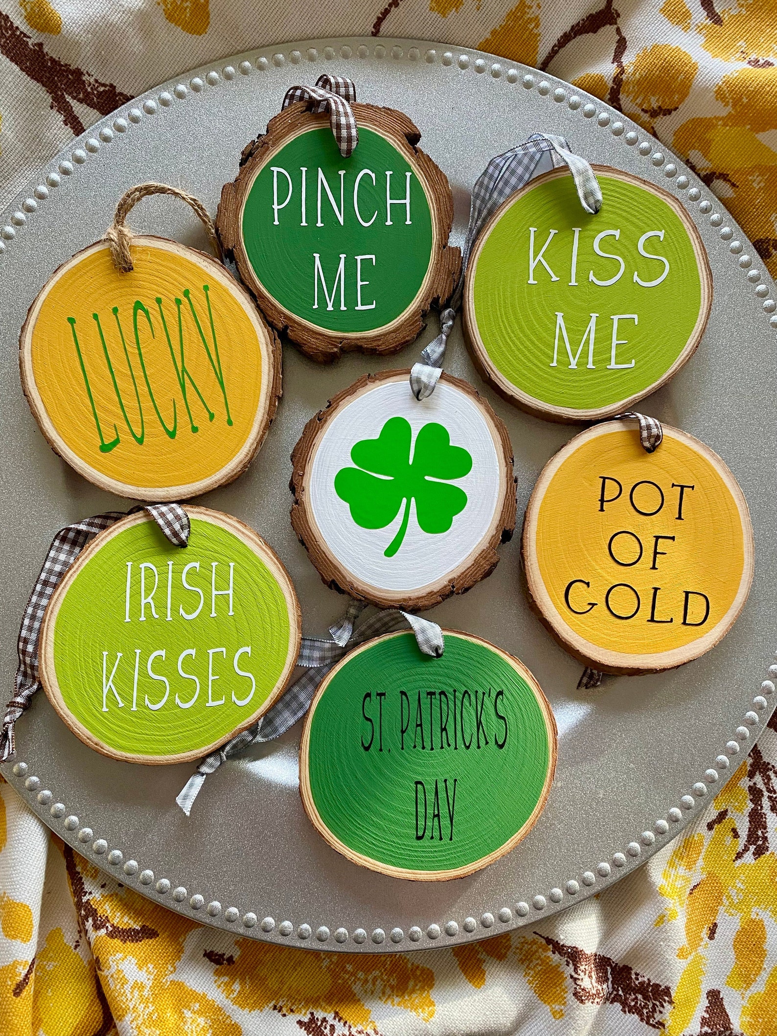Wood Slice Ornaments Farmhouse St Patricks Day Ornaments St Etsy