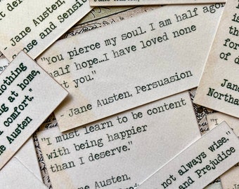 Pack of 14 Waterproof Vinyl Jane Austen Quote Stickers, Literary Quotes Sticker Pack Decor, Junk Journal Planner Laptop Tumbler Stickers