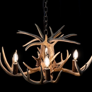4 Light, 8 Whitetail Antler Mini Chandelier - Rustic Décor Country Home Farmhouse Hunting Lodge Log Cabin - Custom Made to Order