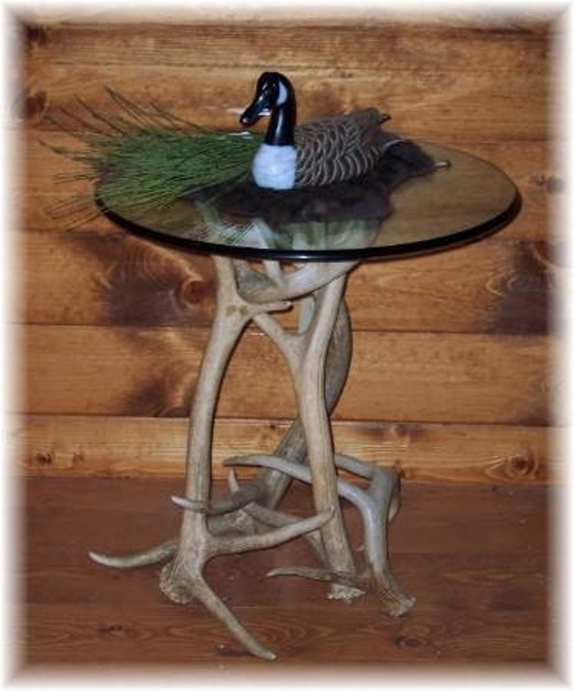 Elk Antler End Table With Glass Top Rustic Decor Country Etsy