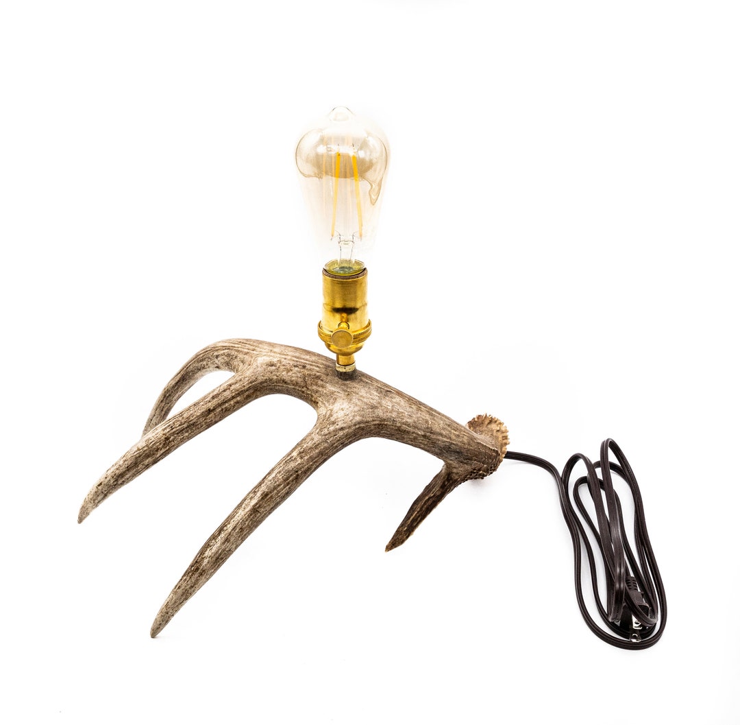 Single Antler Lamp Antler Table Lamp Nightlight Rustic Etsy