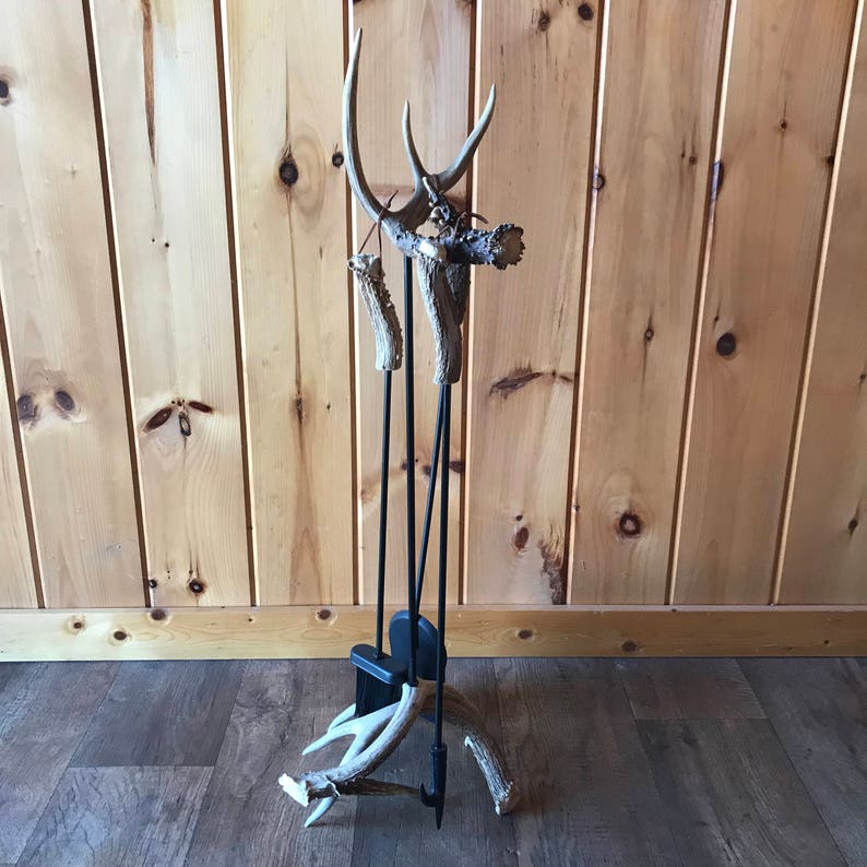 Whitetail Deer Antler Fireplace Tool Set Includes Three Etsy