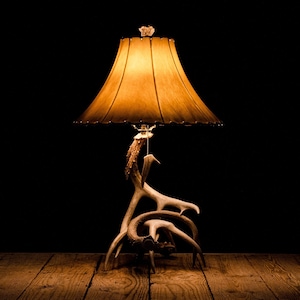 Whitetail Deer Antler Table Lamp: Rustic Lodge Decor (24" Tall)