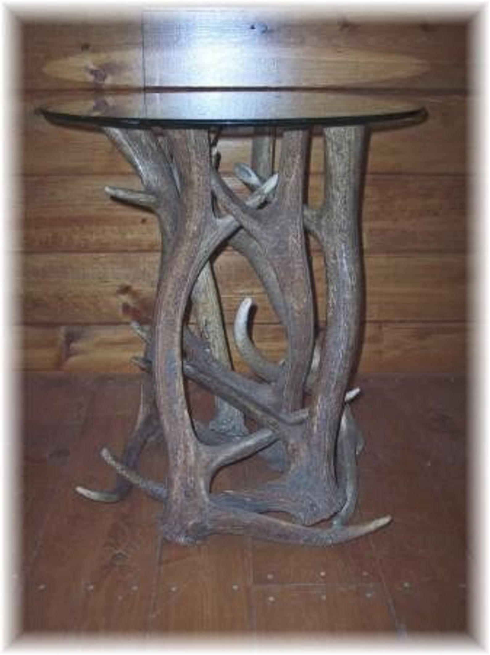 Elk Antler End Table With Glass Top Rustic Decor Country Etsy