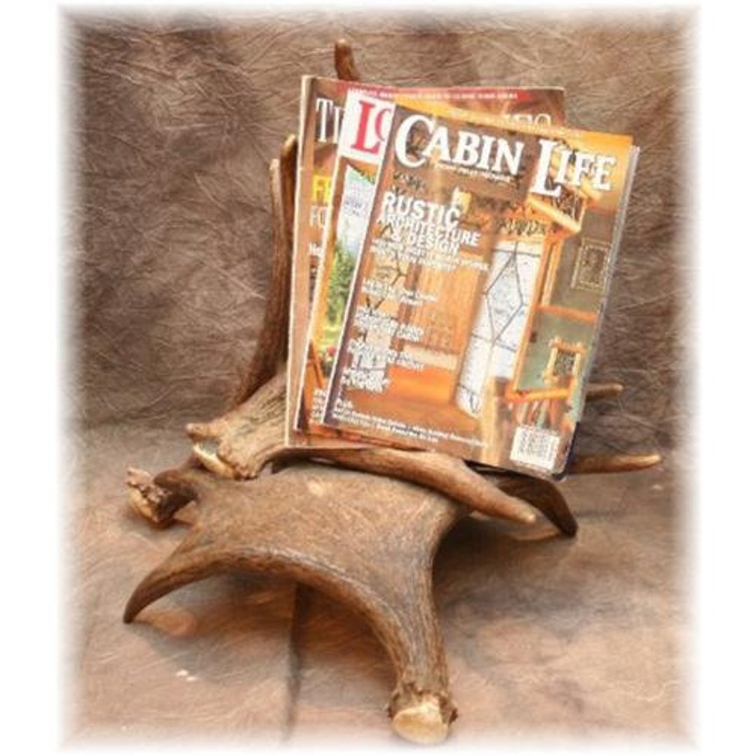 Moose Antler Magazine Rack: Rustic Cabin Decor - Etsy
