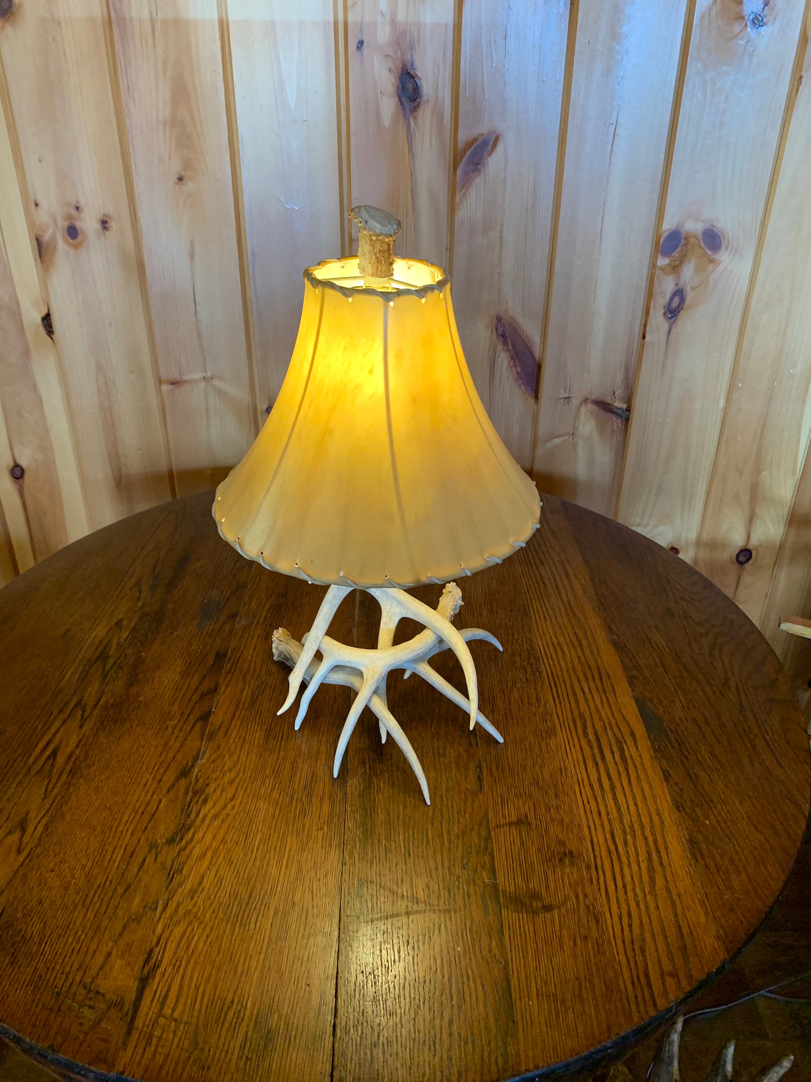 34 Whitetail Deer Antler Nightstand Lamp Small Rustic Etsy