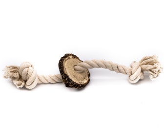 Medium Cotton Rope Dog Toy with Natural Elk Antler