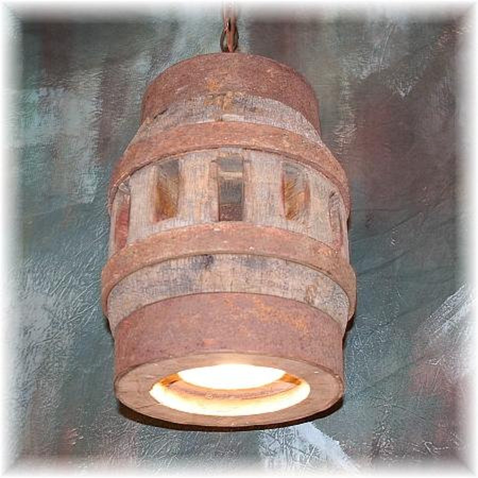 Wagon Wheel Hub Pendant Light Wood Antler Rustic Décor Etsy