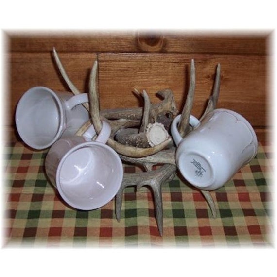 Deer Antler Coffee Mug Holder: Rustic Farmhouse Kitchen Decor