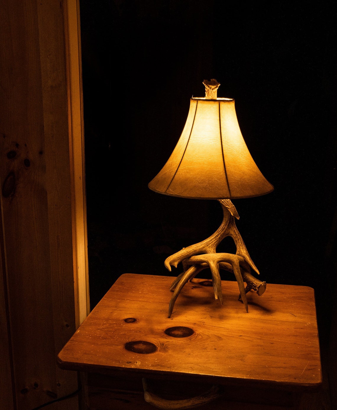 34 Whitetail Deer Antler Nightstand Lamp Small Rustic Etsy