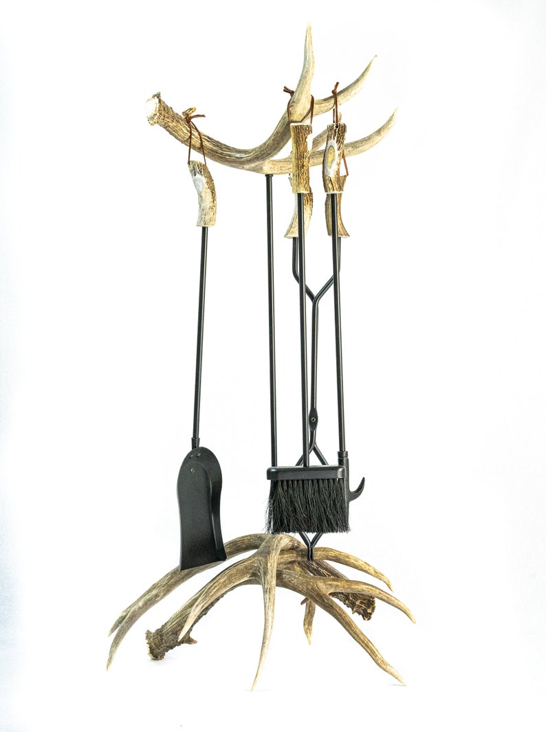 Whitetail Deer Antler Fireplace Tool Set Includes Three Etsy