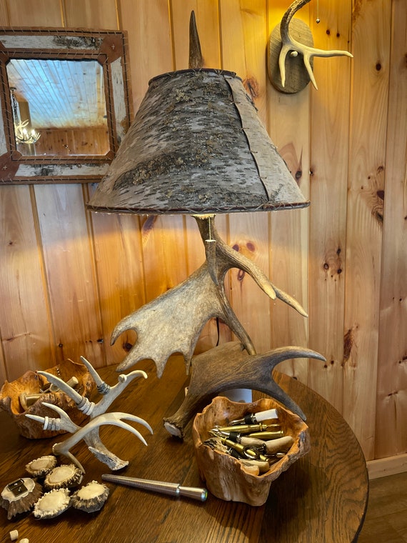 Extra Large Moose Antler Table Lamp Rustic D cor Country Home