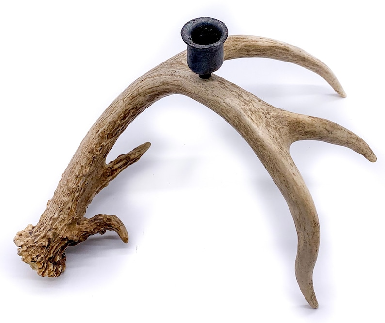 Whitetail Deer Antler Candle Holder Hand Wrought Iron Etsy